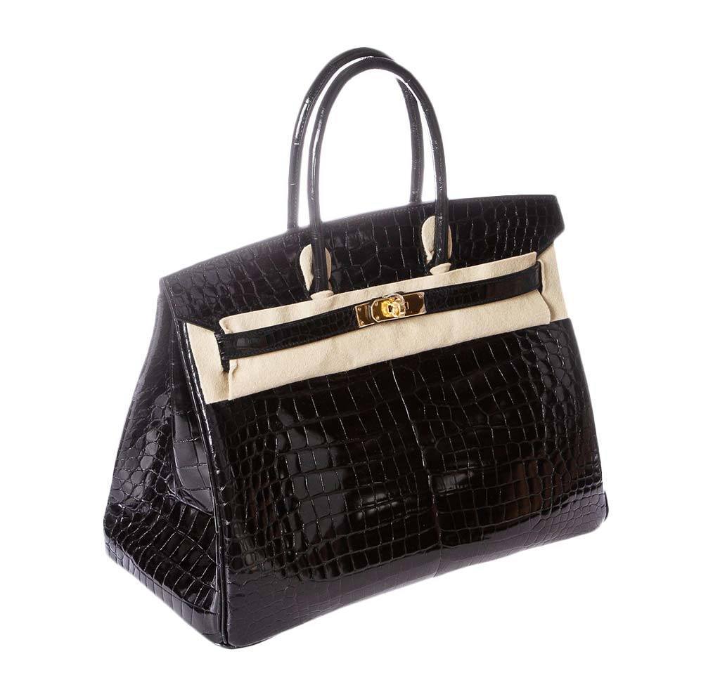 HermÃƒÆ’Ã‚Â¨s Porosus Crocodile Birkin 35 Black Bag