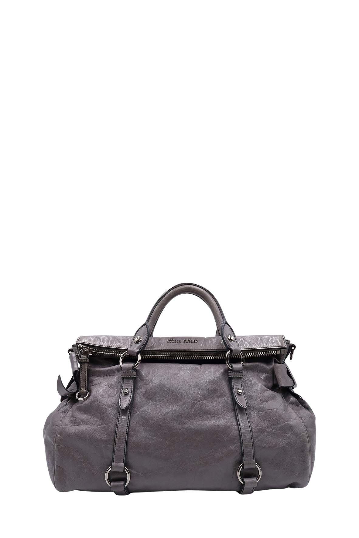 Vitello Lux Bow Satchel Grey