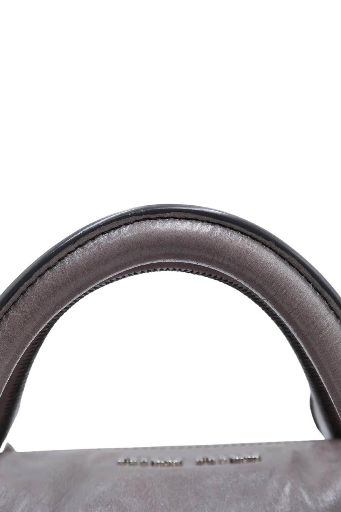 Vitello Lux Bow Satchel Grey