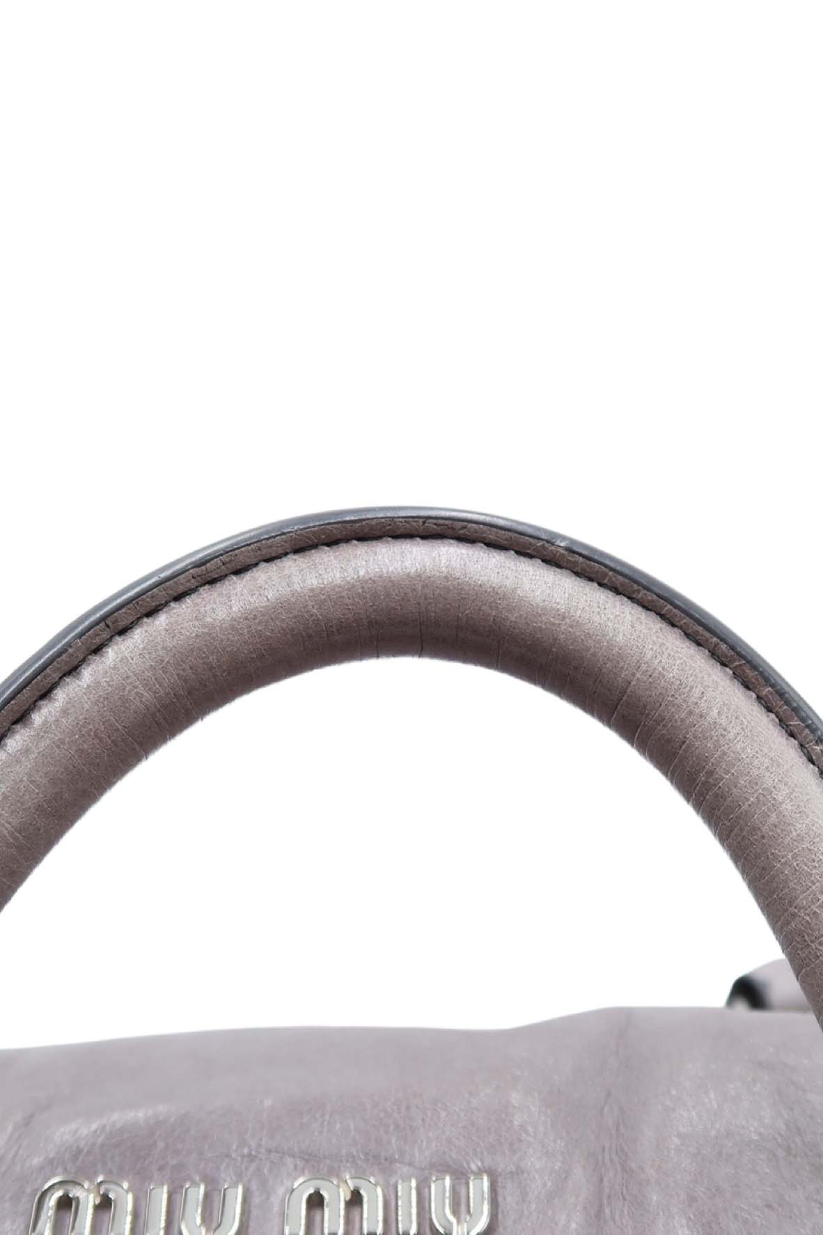 Vitello Lux Bow Satchel Grey