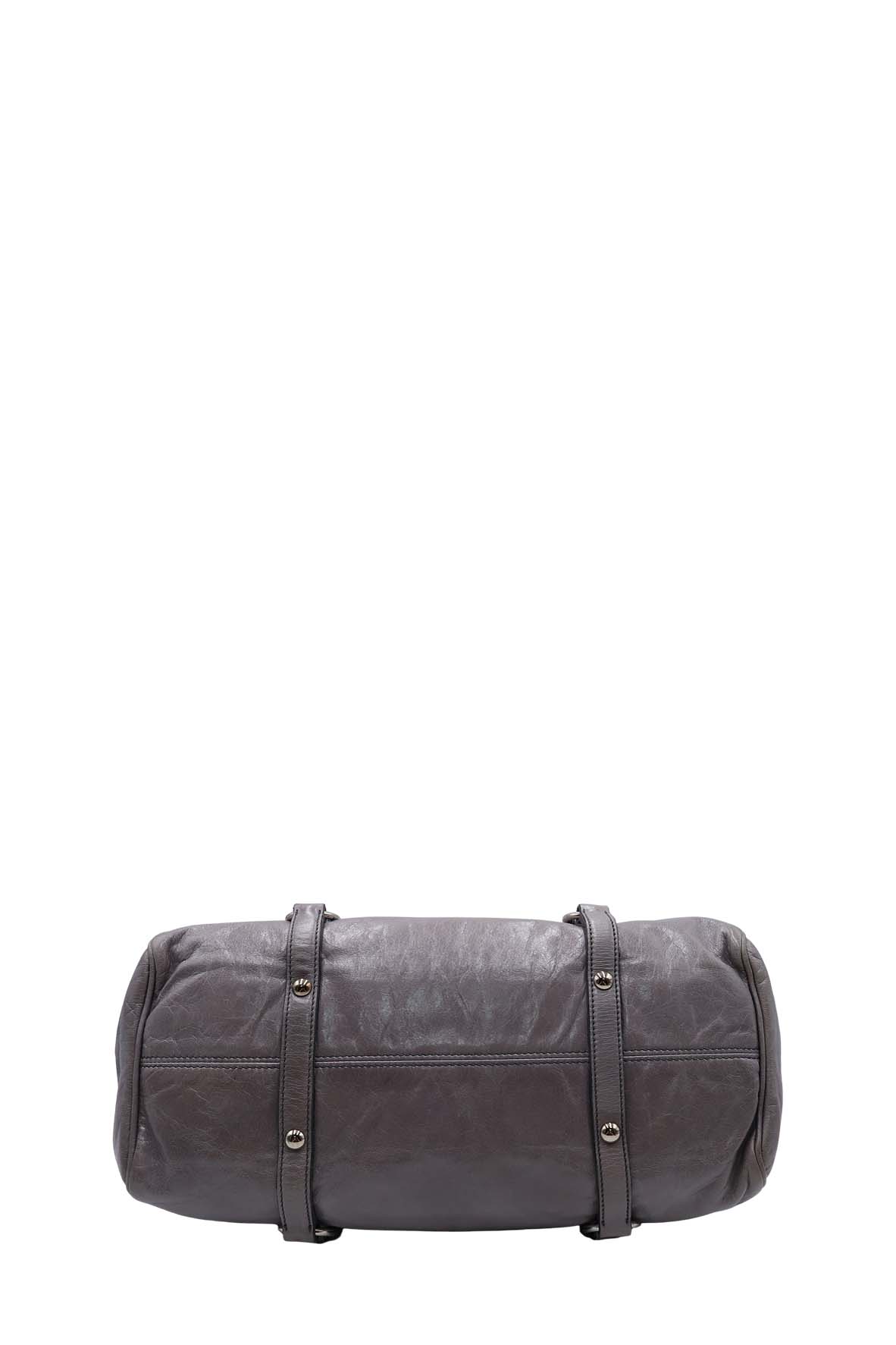 Vitello Lux Bow Satchel Grey