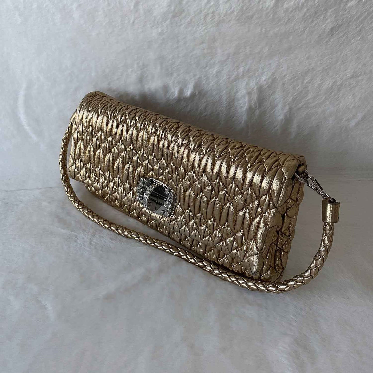 Miu Miu Crystal Embellished MatelassÃƒÆ’Ã‚Â© Shoulder Bag