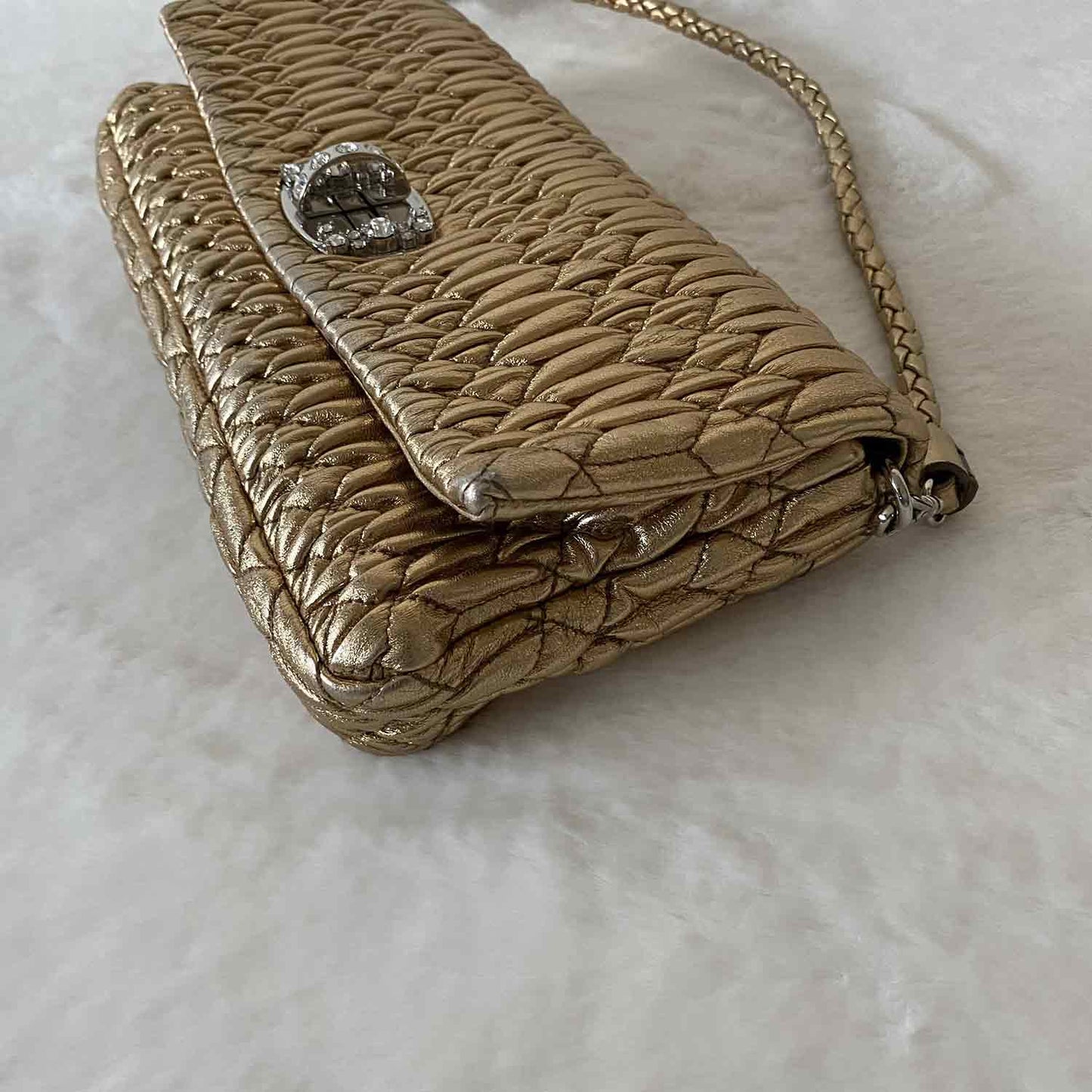 Miu Miu Crystal Embellished MatelassÃƒÆ’Ã‚Â© Shoulder Bag