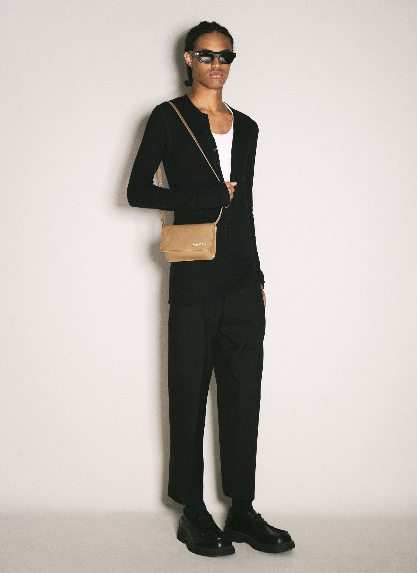 Marni Men Marni Mending Leather Shoulder Bag