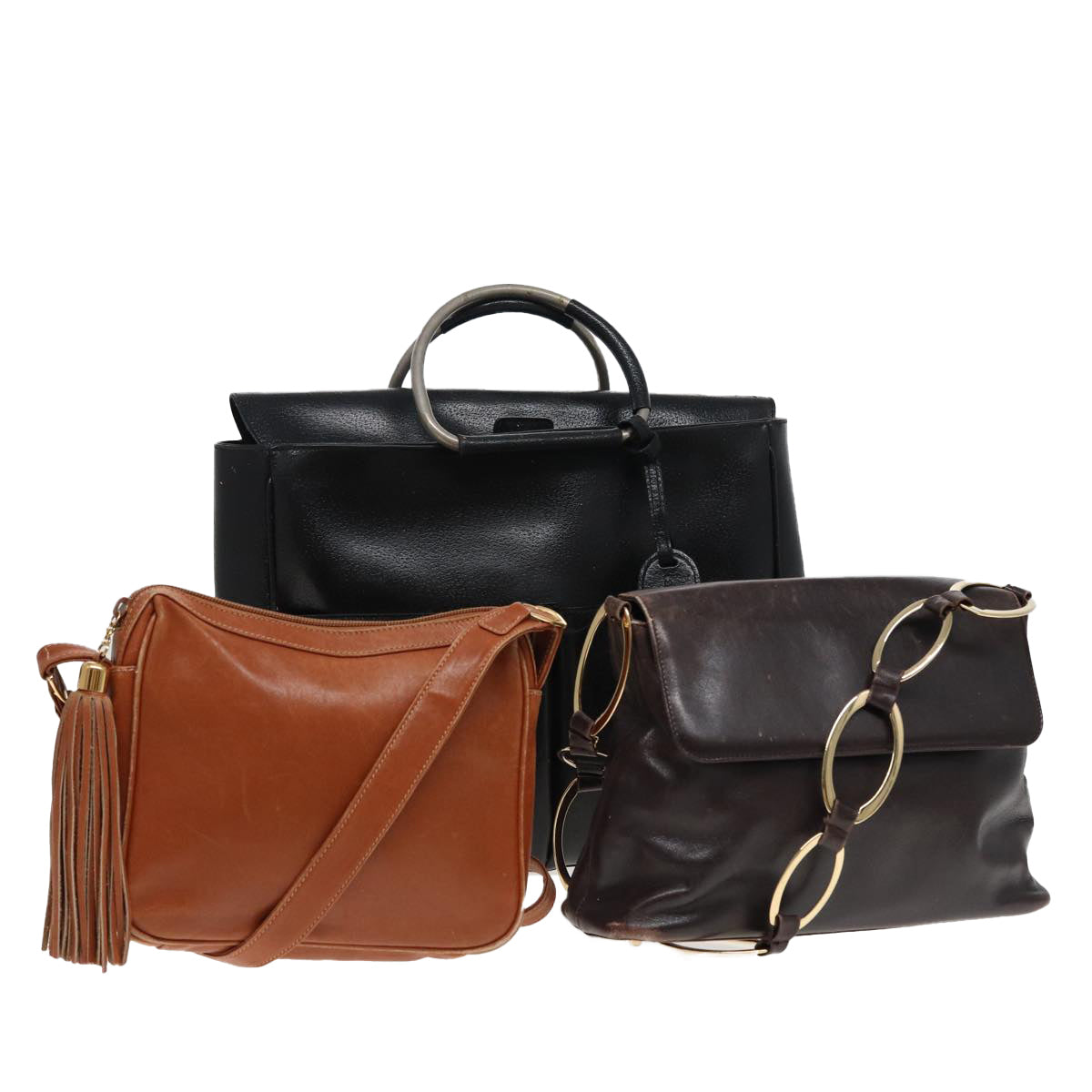 GUCCI Shoulder Bag Leather 3Set Black Brown mr141