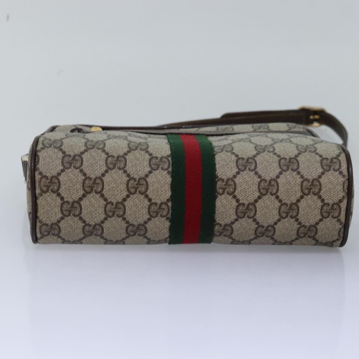 GUCCI GG Supreme Web Sherry Line Shoulder Bag PVC Beige Red Green mr249