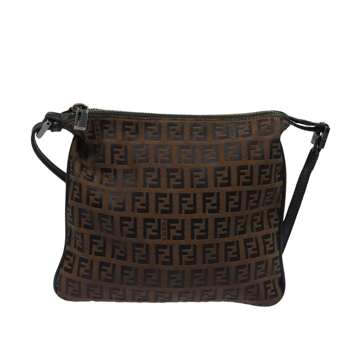 FENDI Zucchino Canvas Shoulder Bag Brown mr304