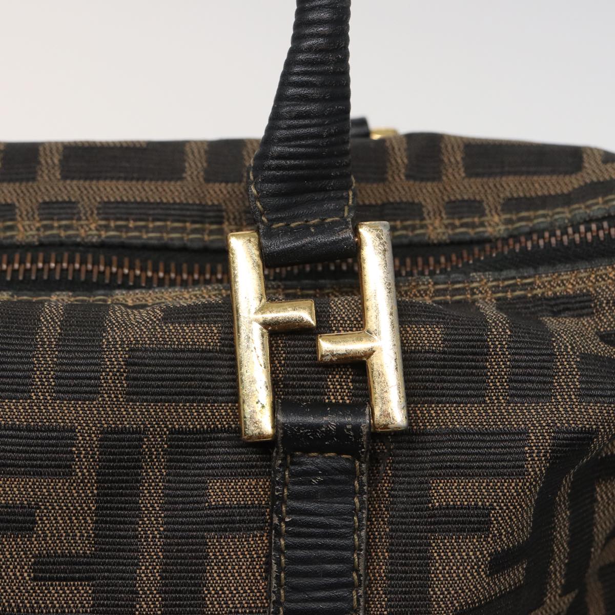 FENDI Zucca Canvas Hand Bag Brown Black mr305