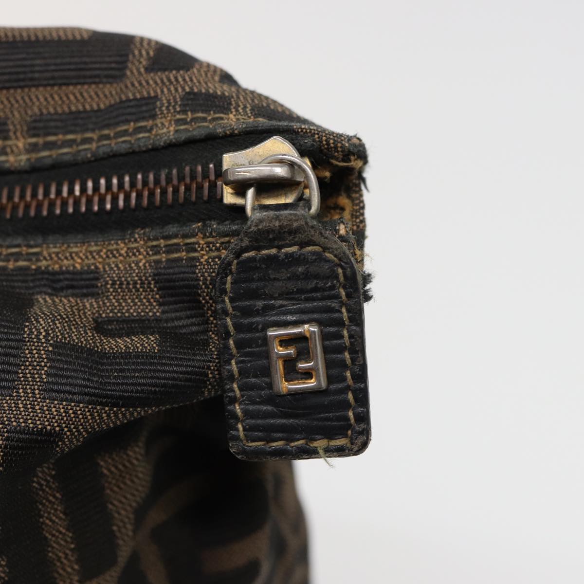 FENDI Zucca Canvas Hand Bag Brown Black mr305