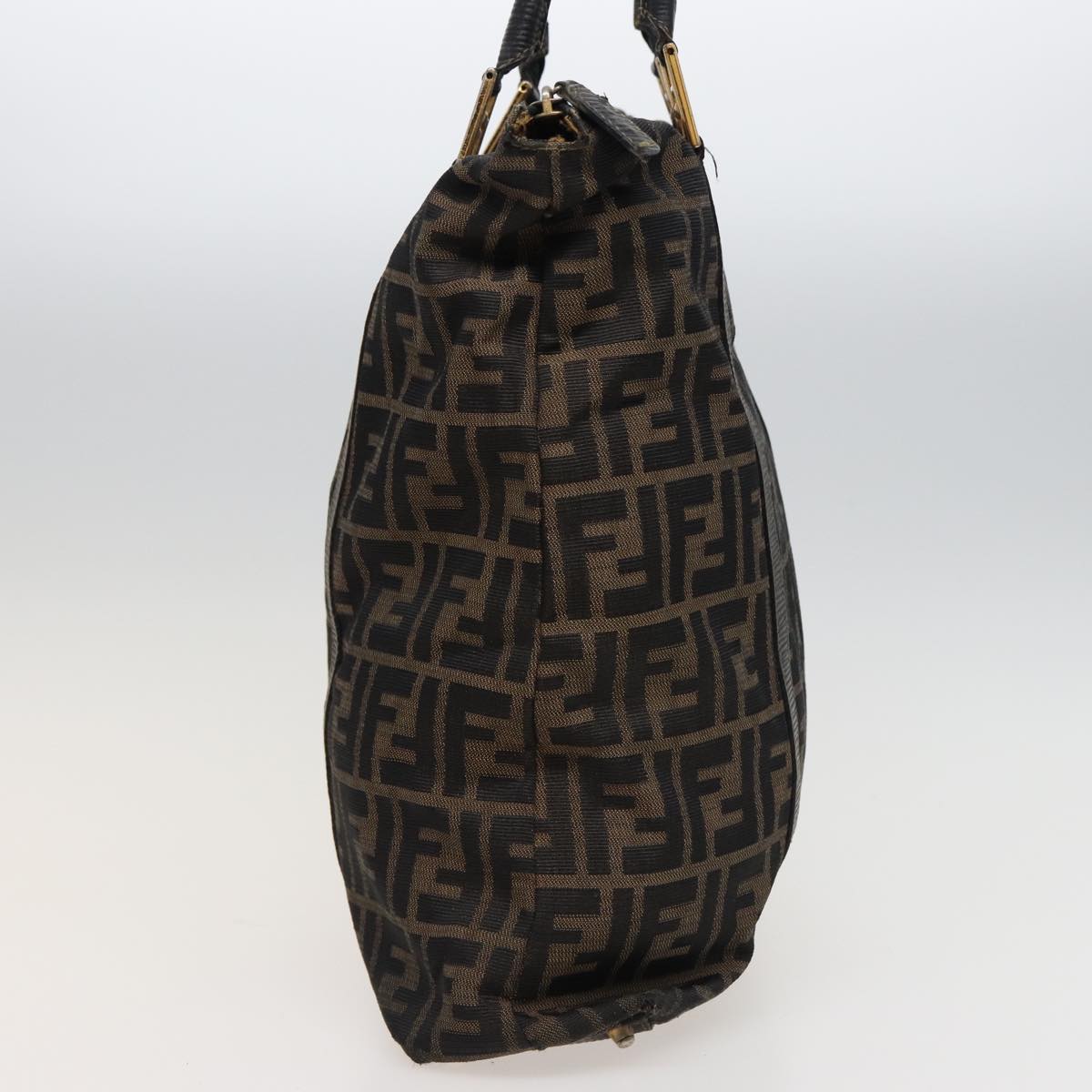 FENDI Zucca Canvas Hand Bag Brown Black mr305