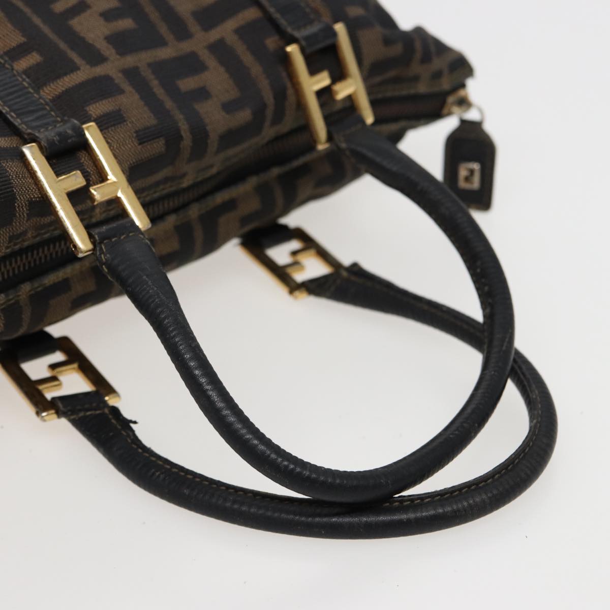 FENDI Zucca Canvas Hand Bag Brown Black mr305