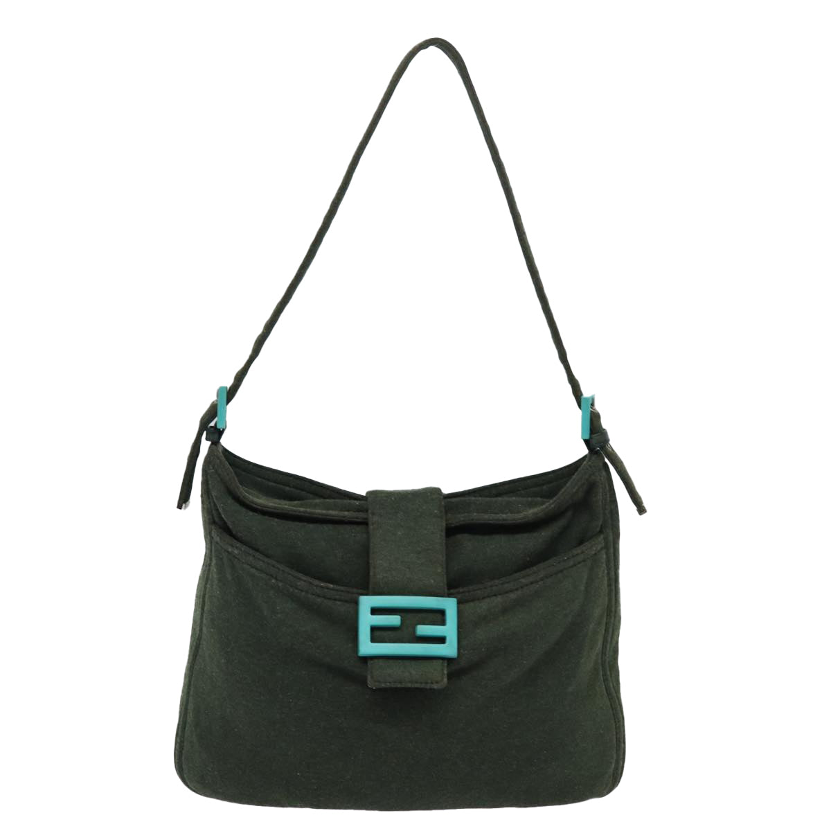 FENDI Mamma Baguette Shoulder Bag Cotton Green mr306