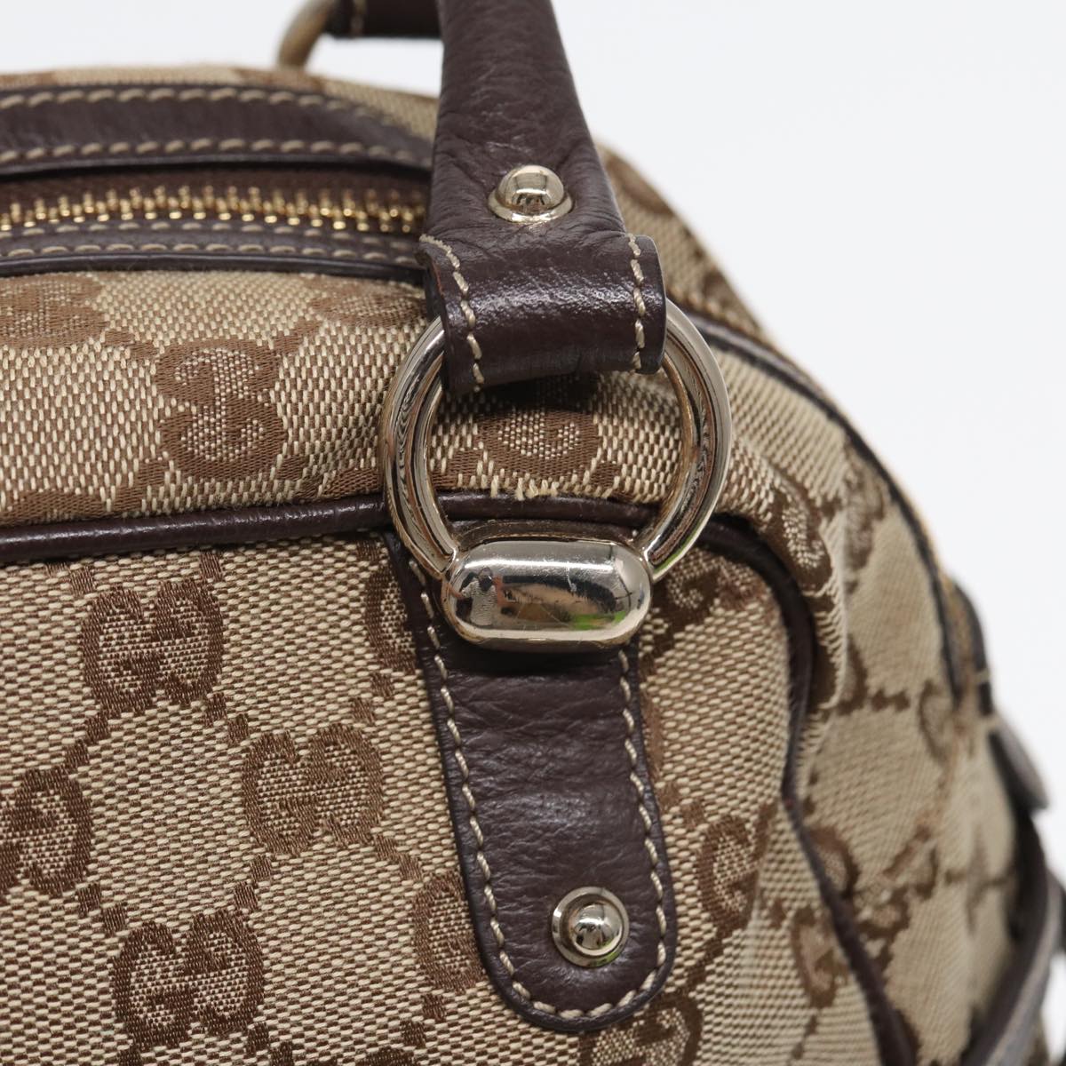 GUCCI Horsebit GG Canvas Boston Bag Beige 159398 mr355