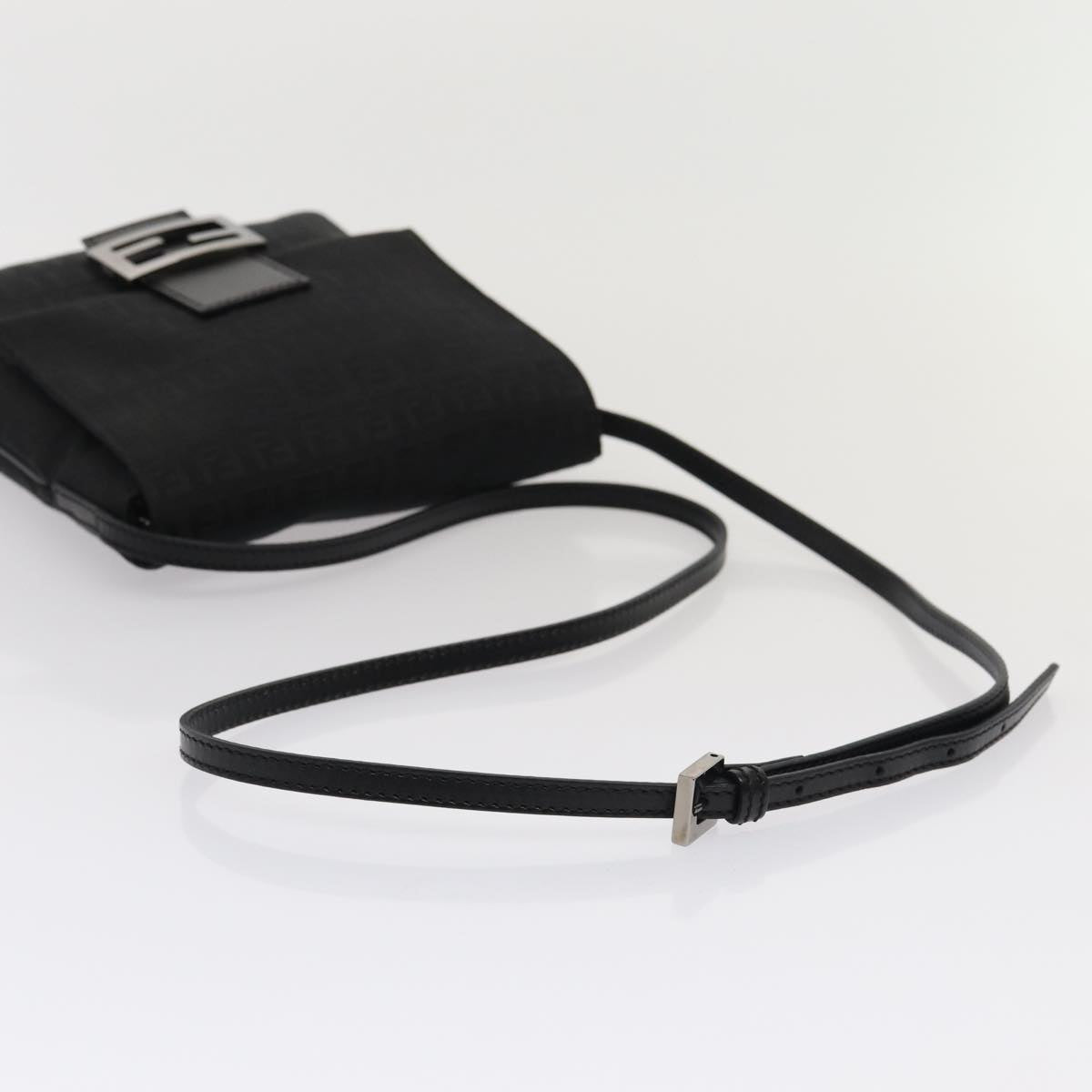 FENDI Zucchino Canvas Mamma Shoulder Bag Black mr359