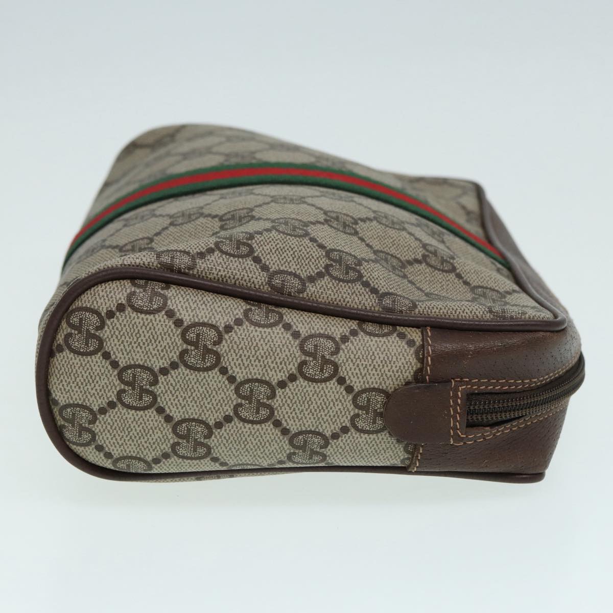 GUCCI GG Supreme Web Sherry Line Clutch Bag PVC Beige mr369