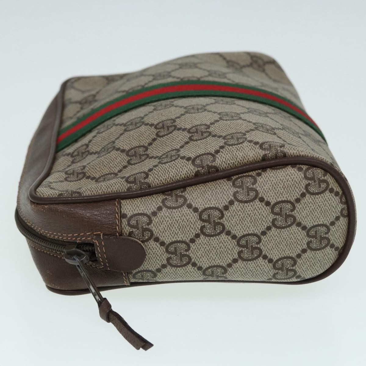 GUCCI GG Supreme Web Sherry Line Clutch Bag PVC Beige mr369