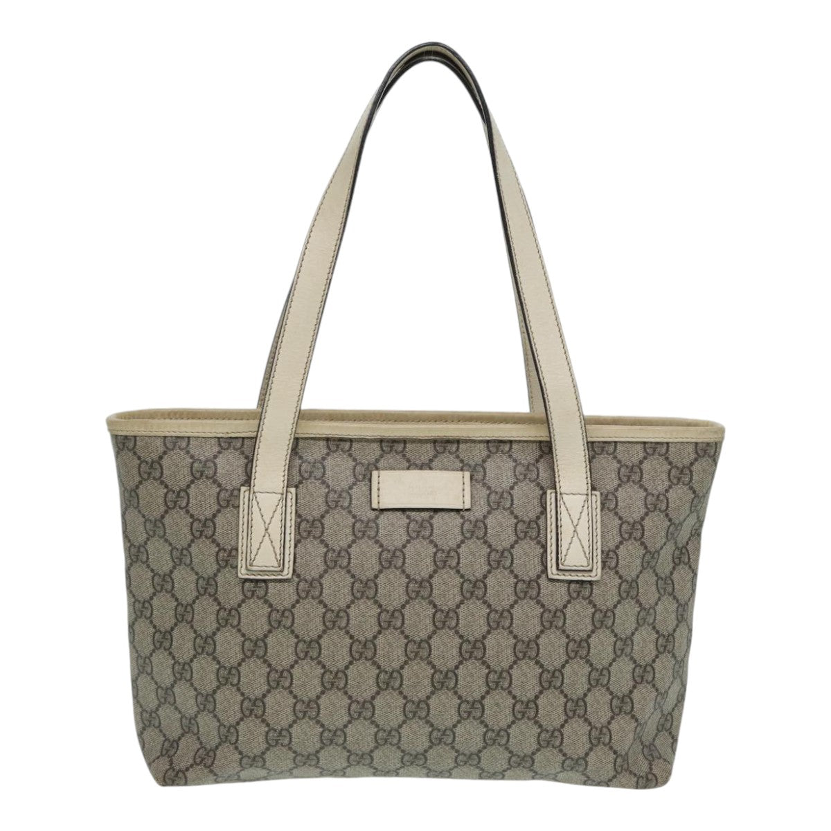 GUCCI GG Supreme Hand Bag PVC Leather Beige 211138 mr392