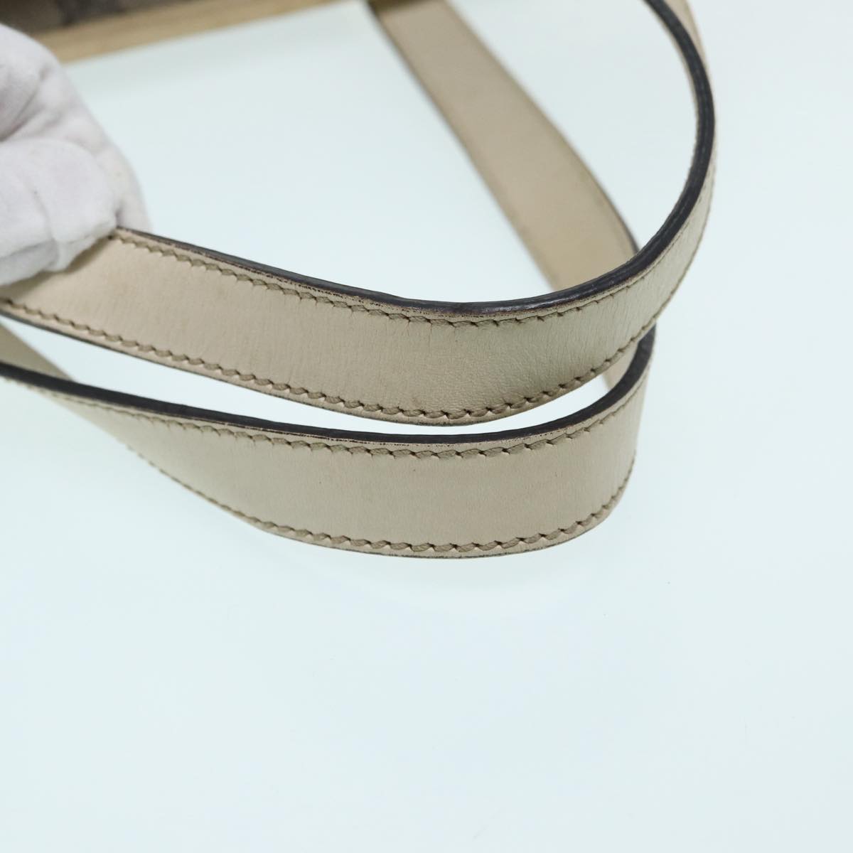 GUCCI GG Supreme Hand Bag PVC Leather Beige 211138 mr392