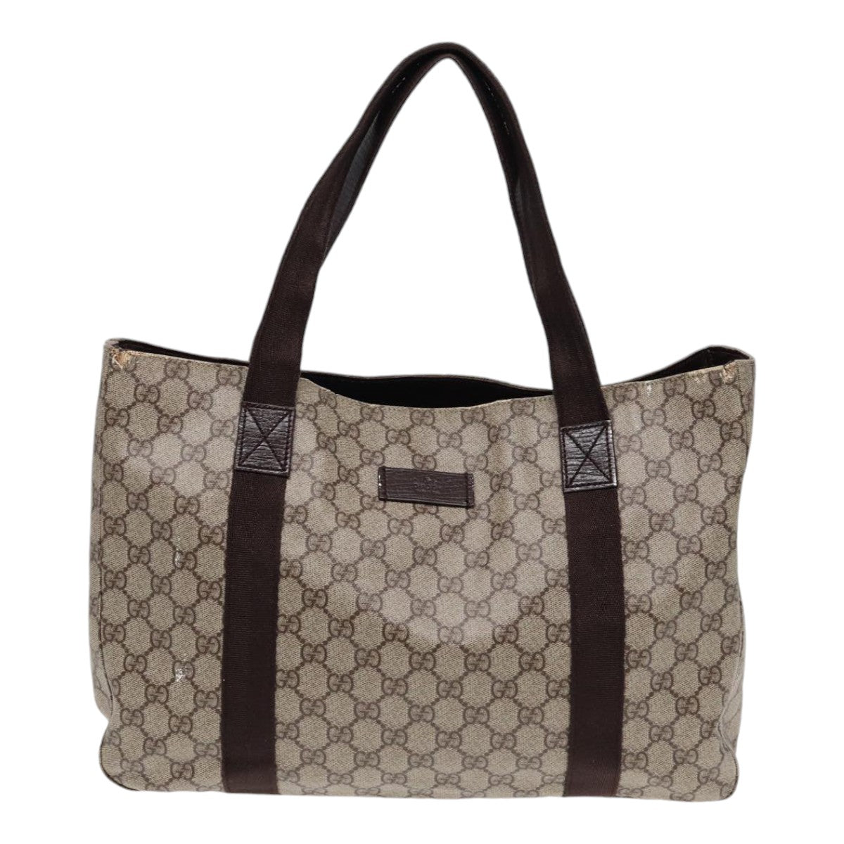 GUCCI GG Supreme Tote Bag PVC Leather Beige Brown mr434