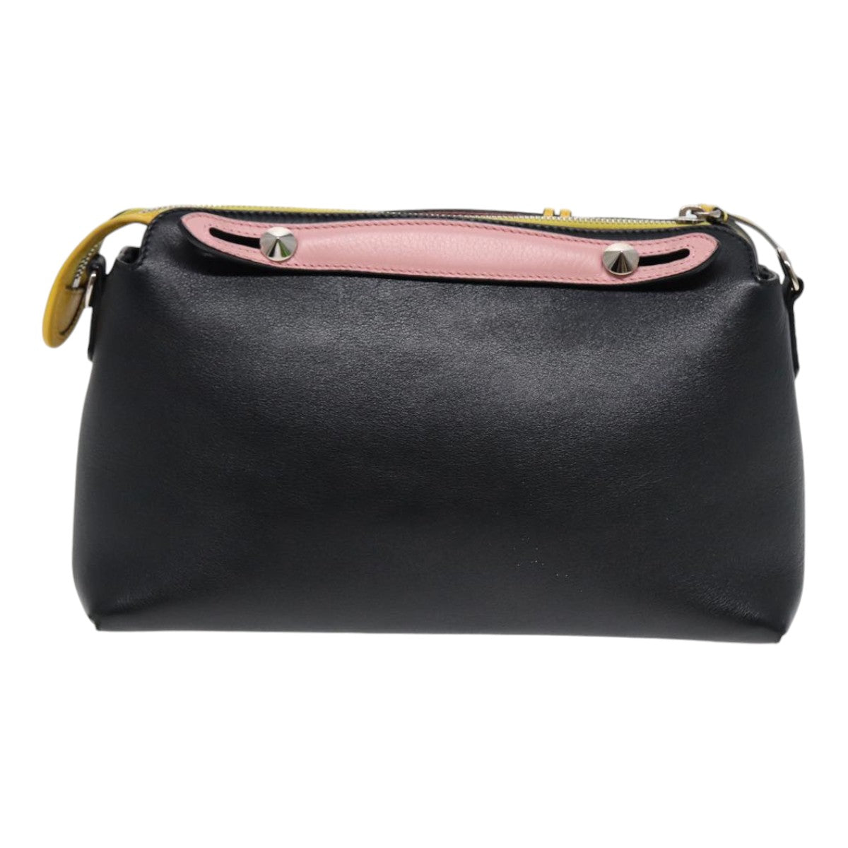 FENDI By The Way Medium Hand Bag Leather 2way Black Silver mr464