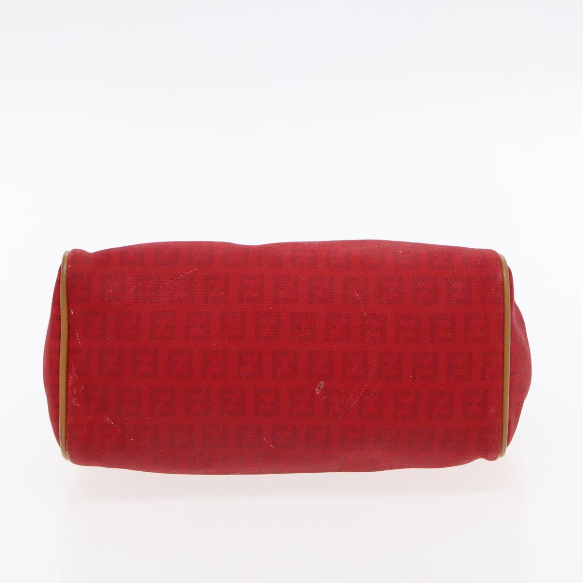 FENDI Zucchino Canvas Hand Bag 2way Red Brown Gold mr568