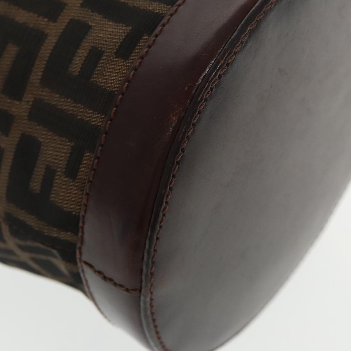 FENDI Bucket Zucca Canvas Hand Bag Brown Black Gold mr569