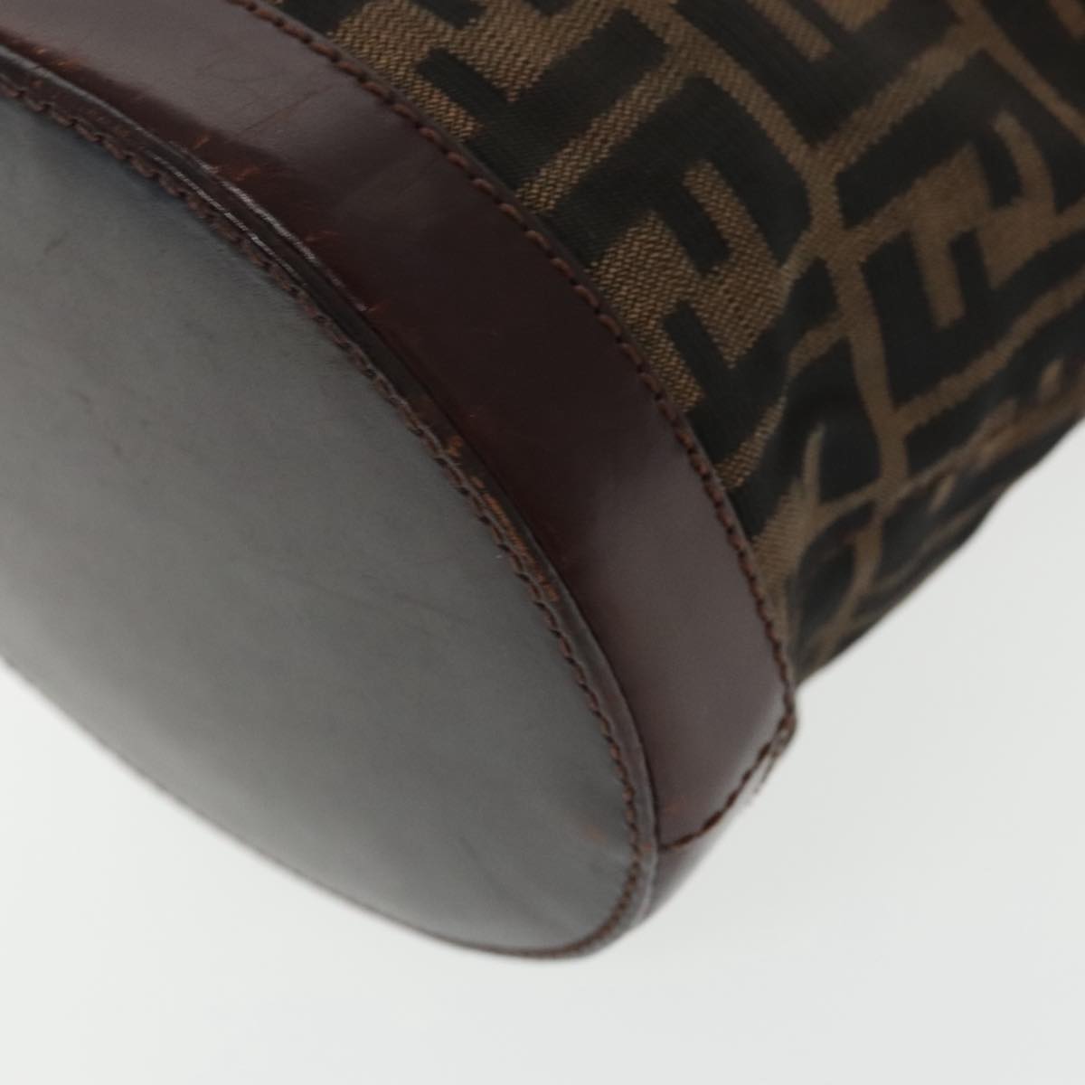 FENDI Bucket Zucca Canvas Hand Bag Brown Black Gold mr569