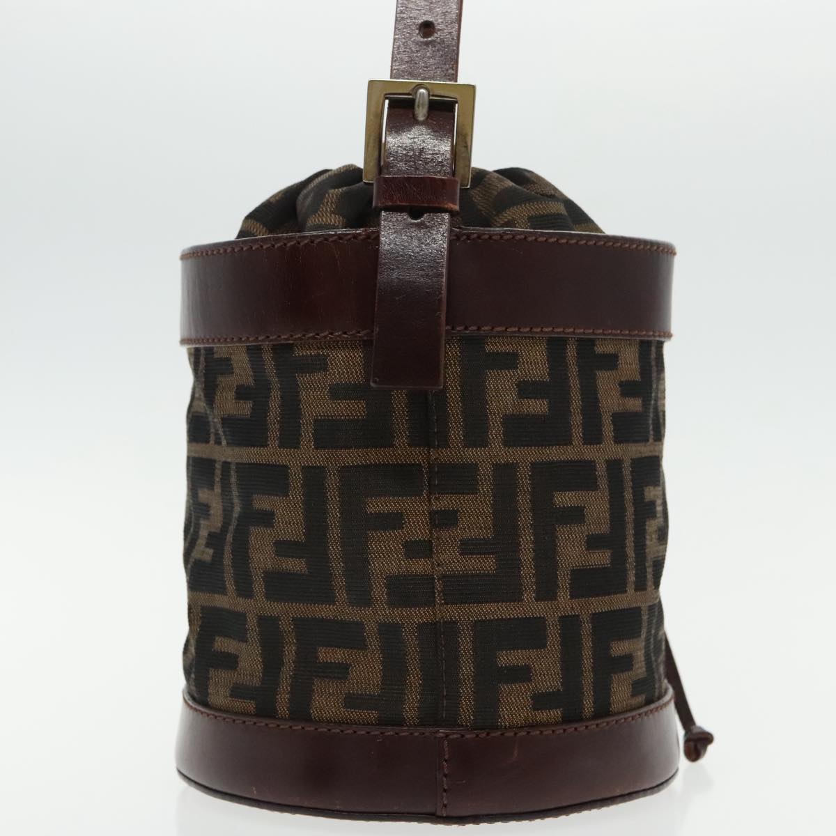 FENDI Bucket Zucca Canvas Hand Bag Brown Black Gold mr569