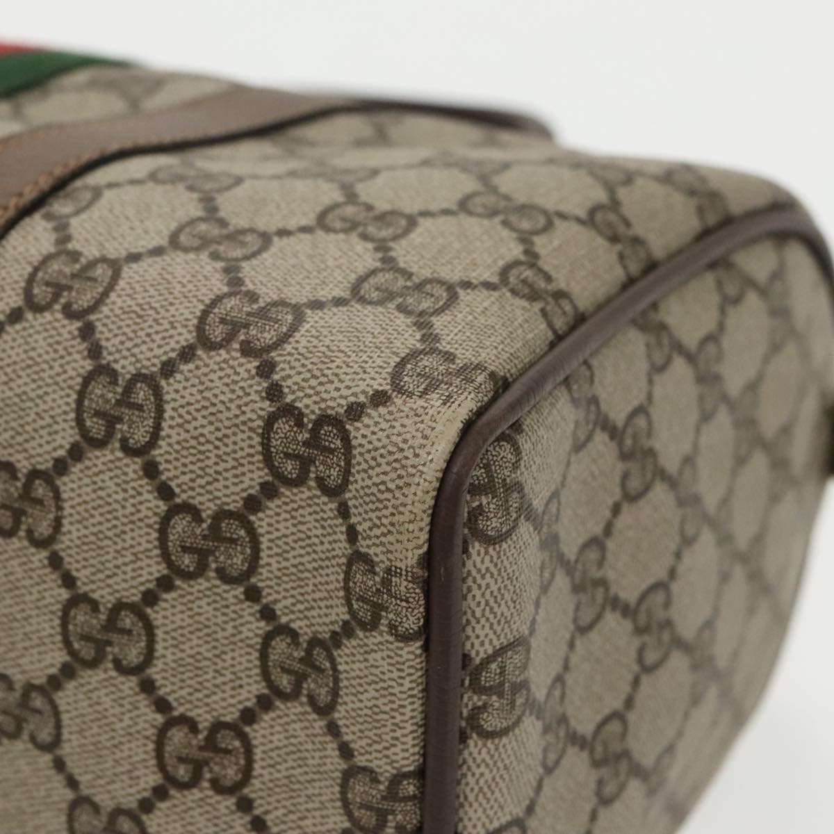 GUCCI GG Supreme Web Sherry Line Boston Bag PVC Beige Red Green mr632