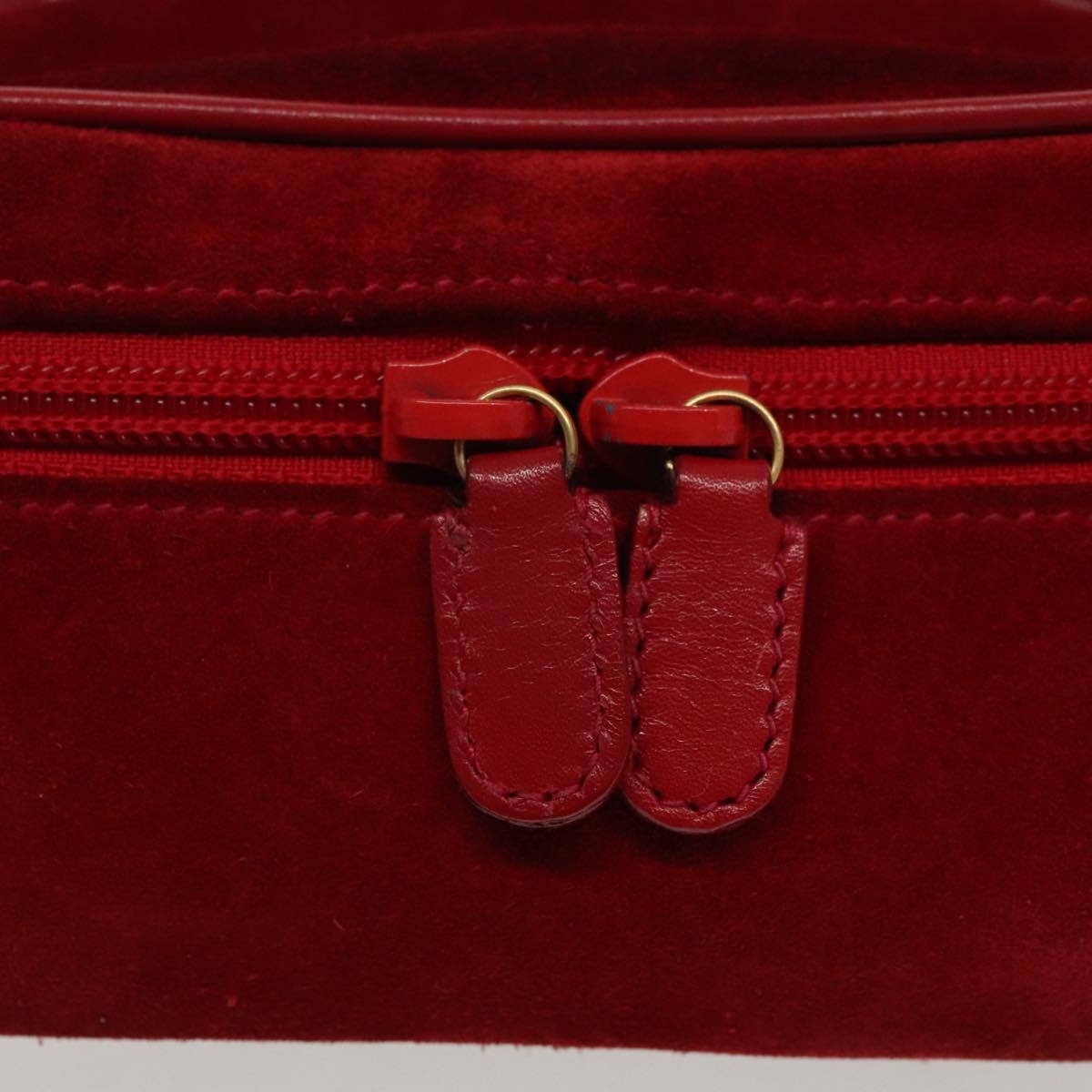 GUCCI Vanity Pouch Suede Red Gold mr635