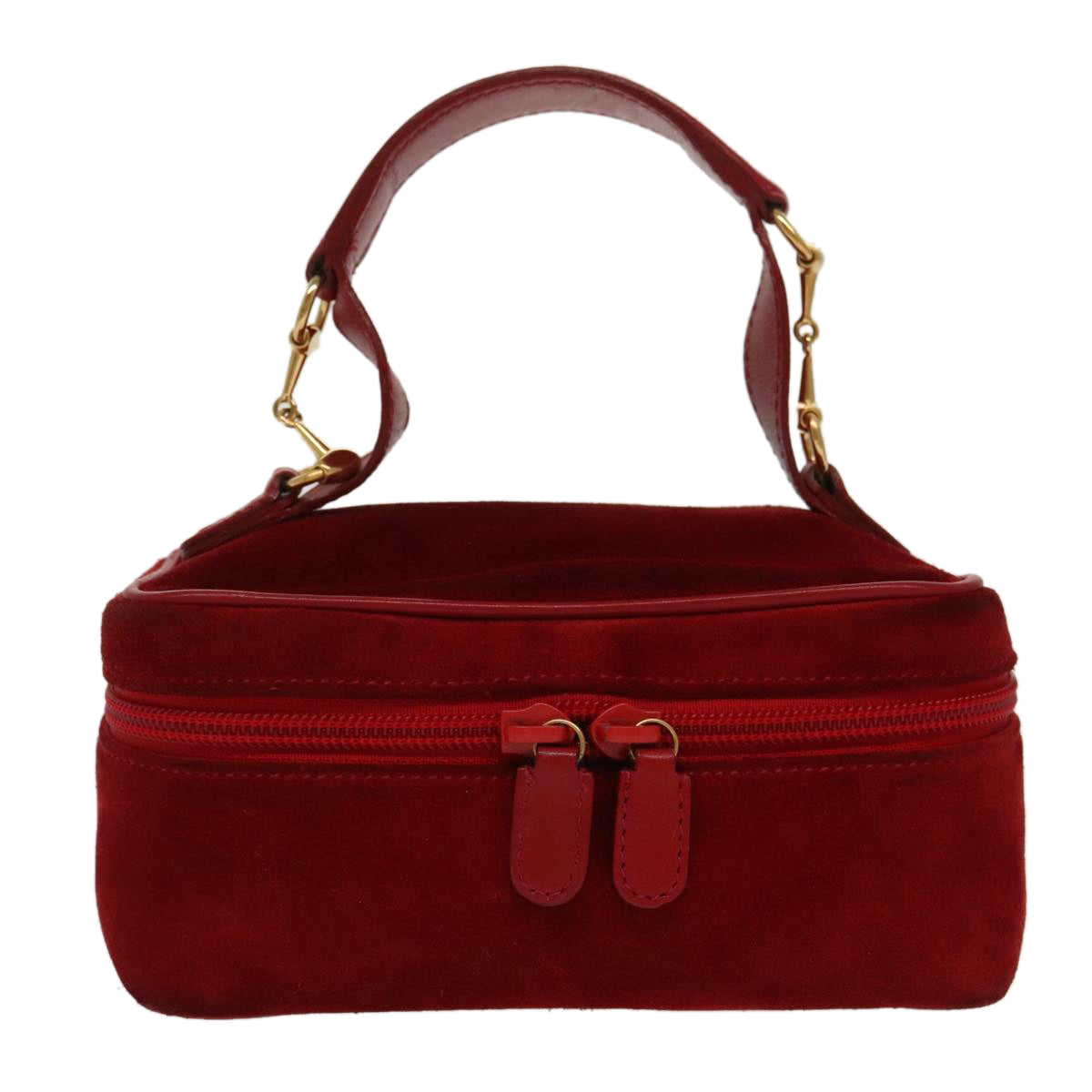 GUCCI Vanity Pouch Suede Red Gold mr635
