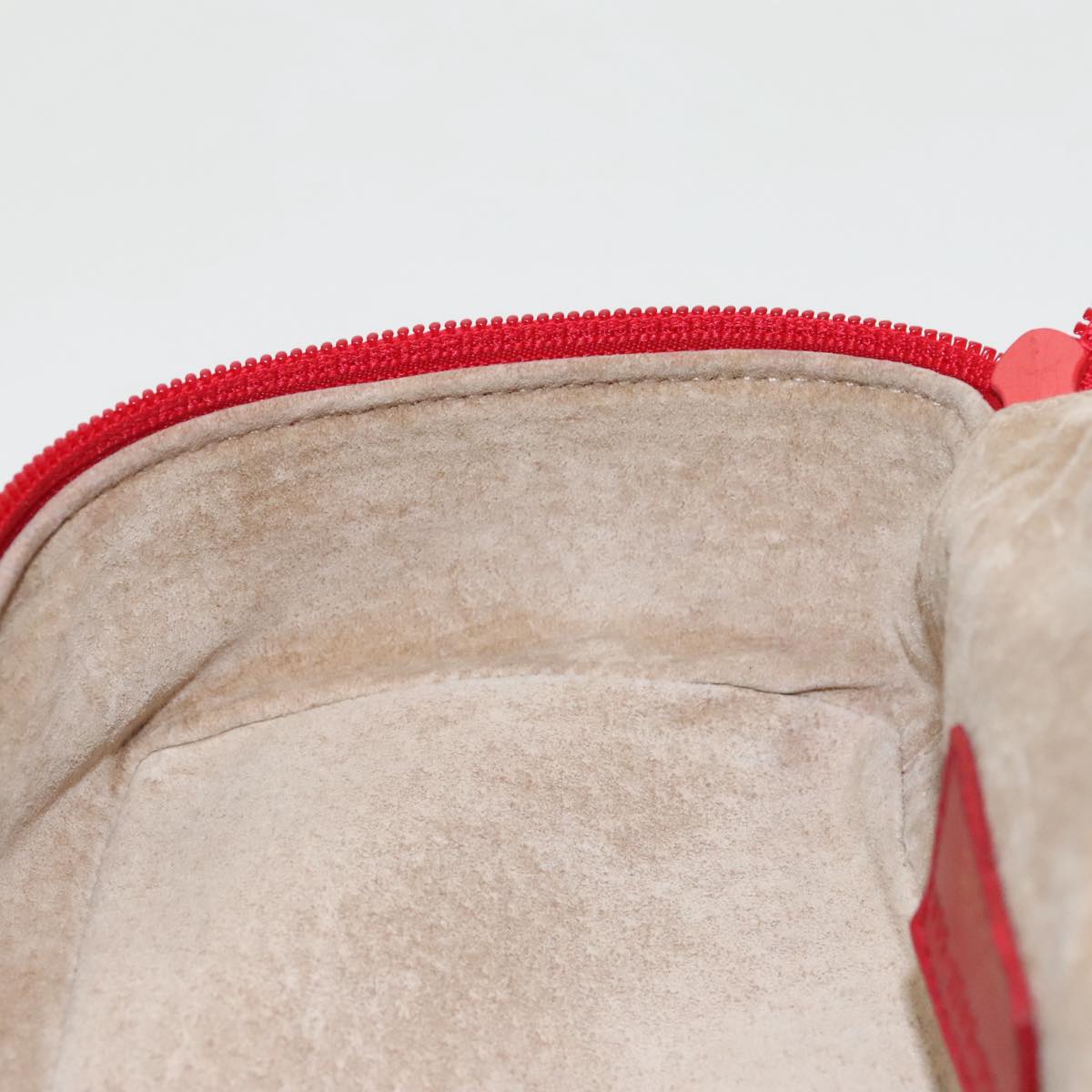 GUCCI Vanity Pouch Suede Red Gold mr635