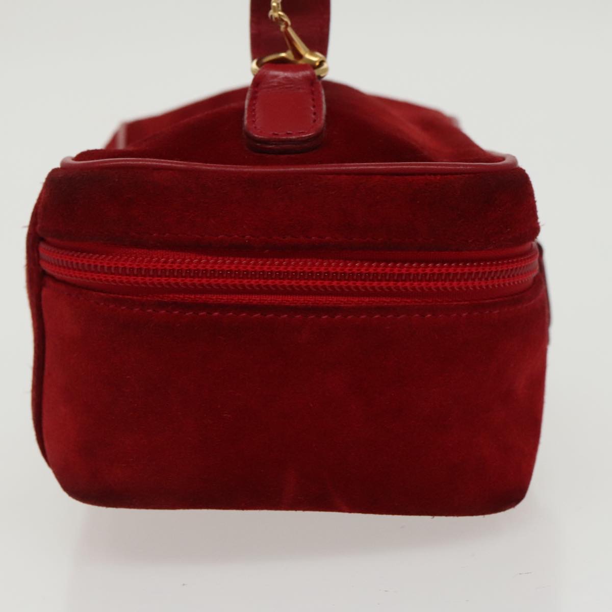 GUCCI Vanity Pouch Suede Red Gold mr635