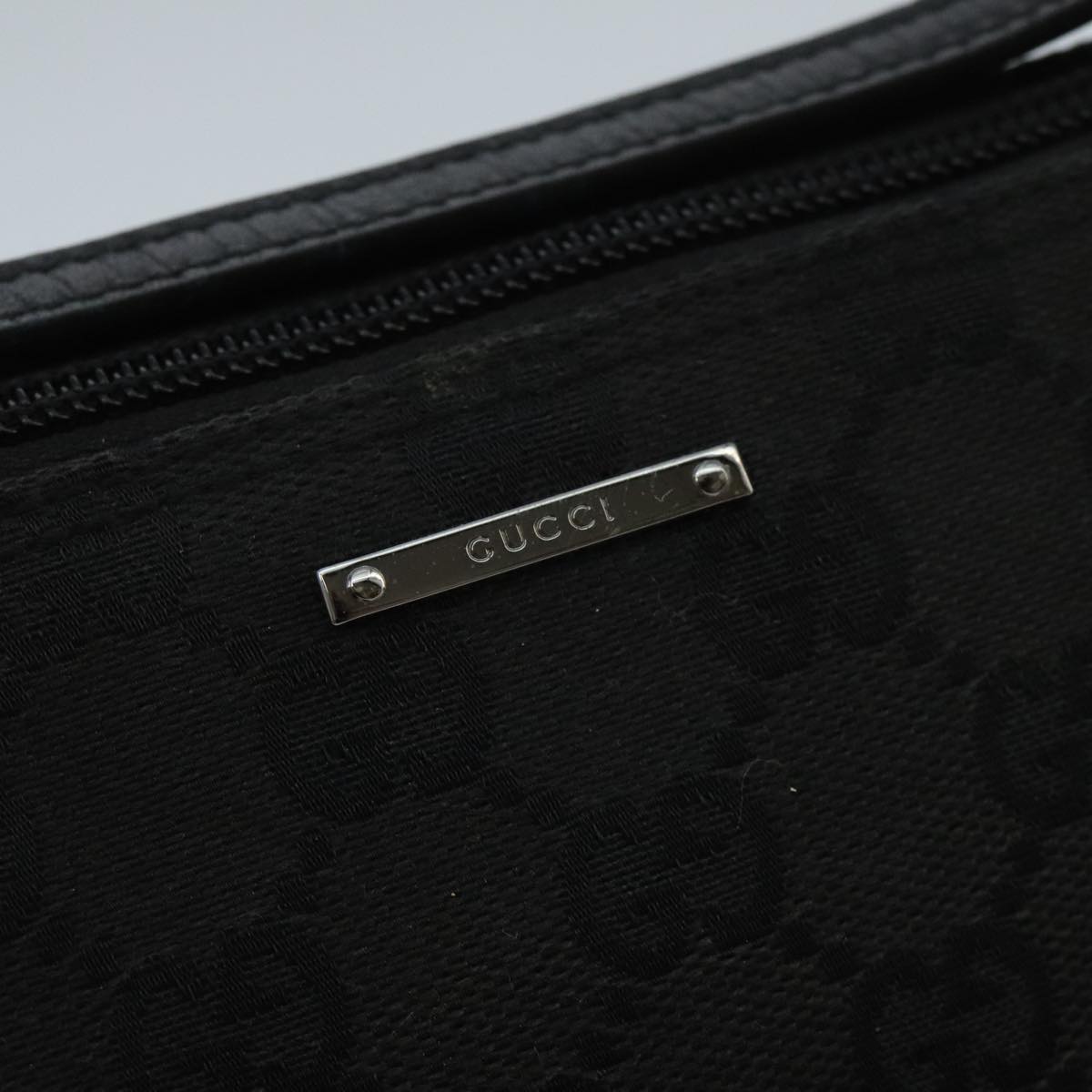 GUCCI GG Canvas Accessory Pouch Black Silver 07198 mr638