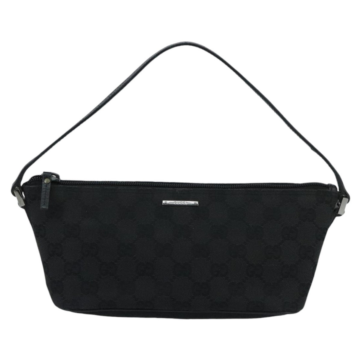 GUCCI GG Canvas Accessory Pouch Black Silver 07198 mr638