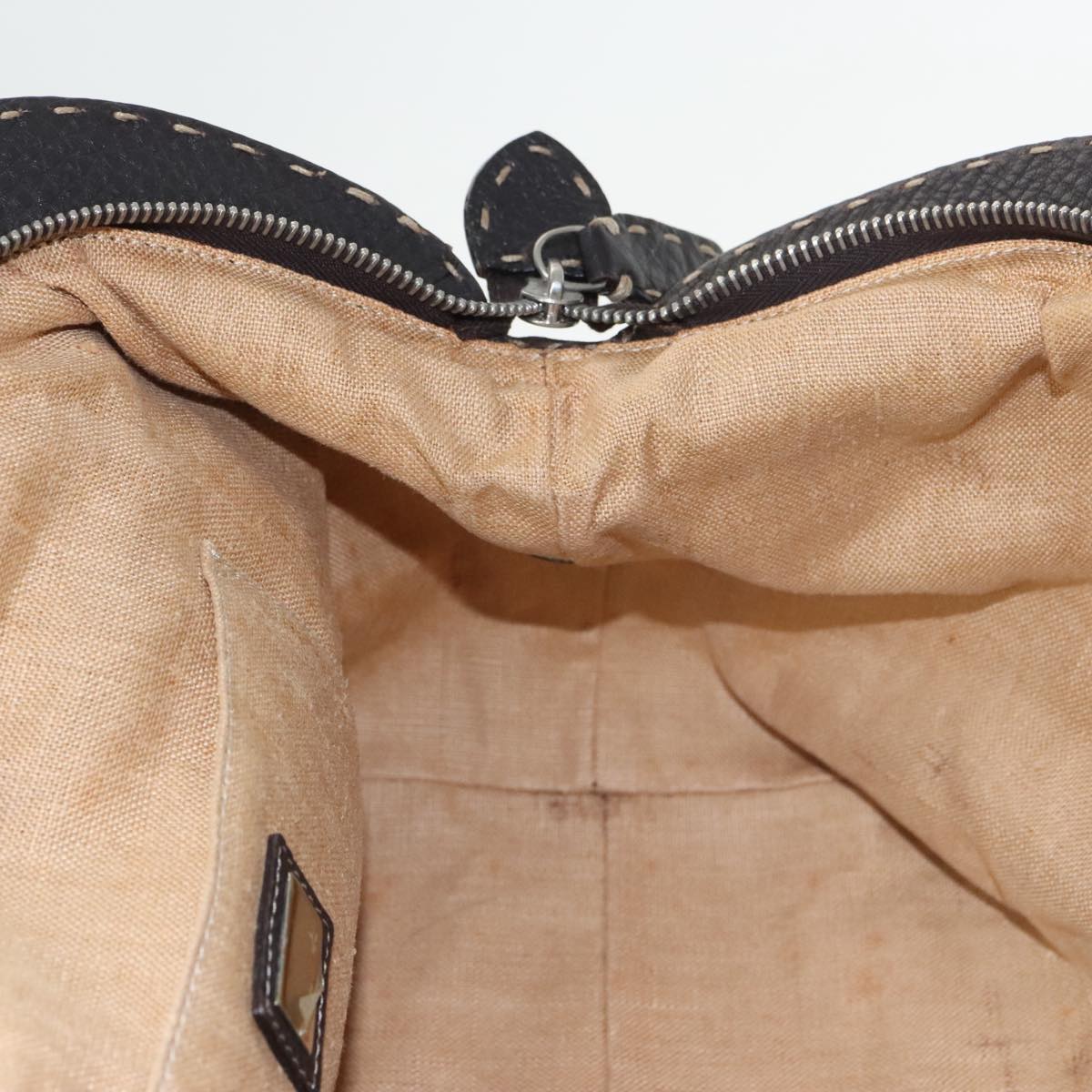 FENDI Zucca Canvas Hand Bag Brown Black 8BN123 mr719