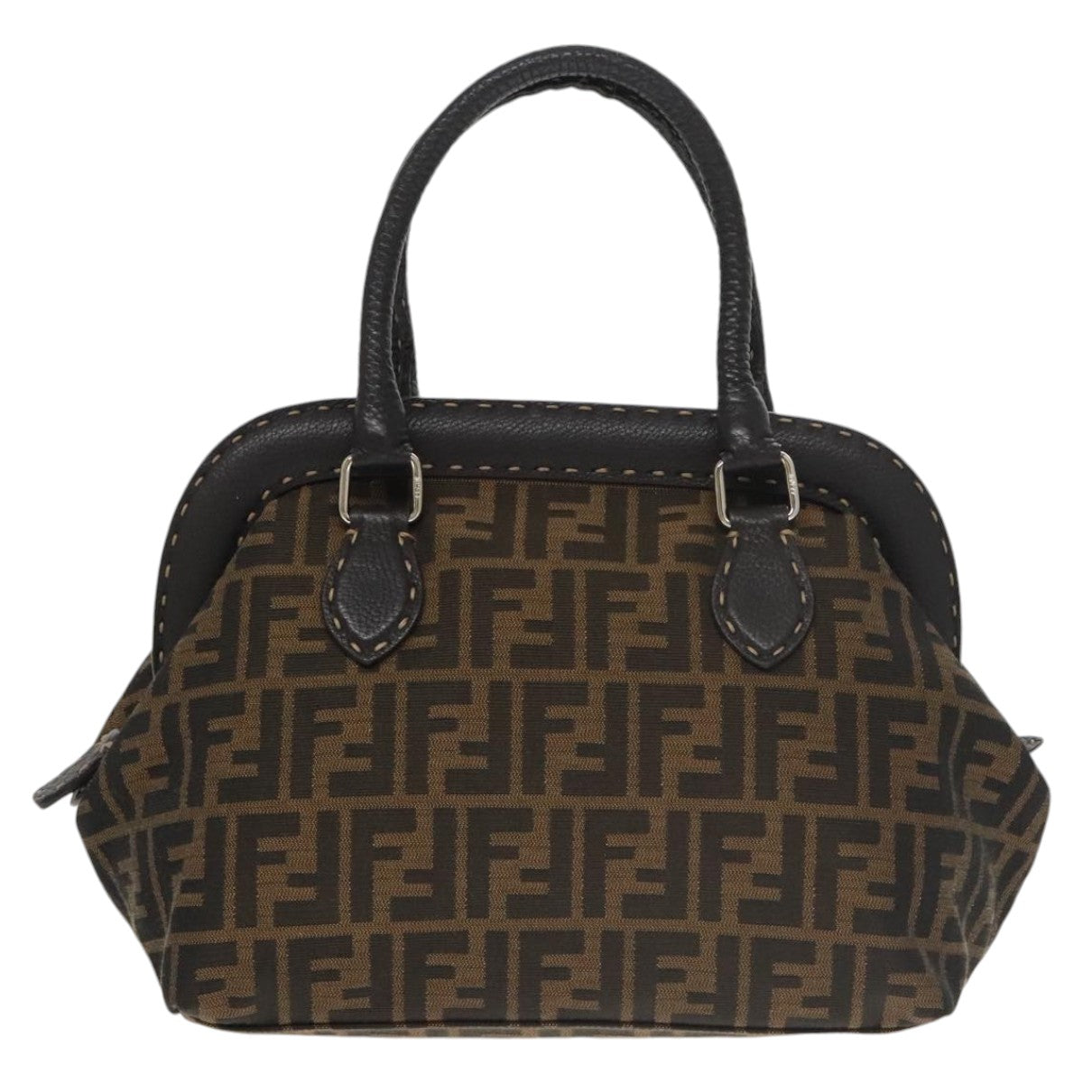 FENDI Zucca Canvas Hand Bag Brown Black 8BN123 mr719