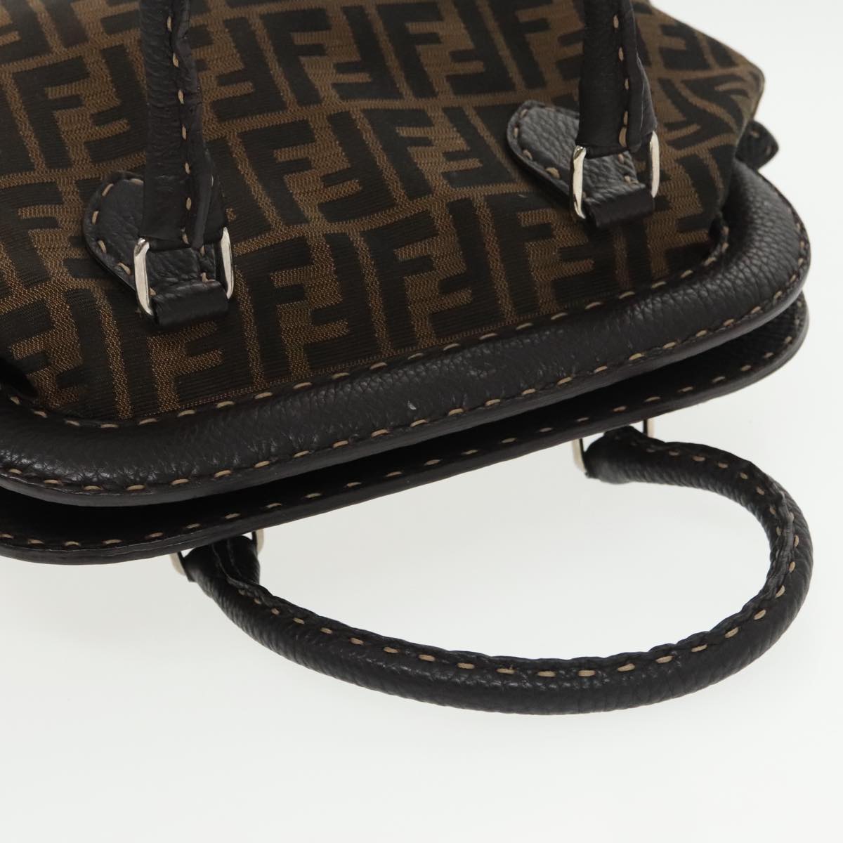 FENDI Zucca Canvas Hand Bag Brown Black 8BN123 mr719