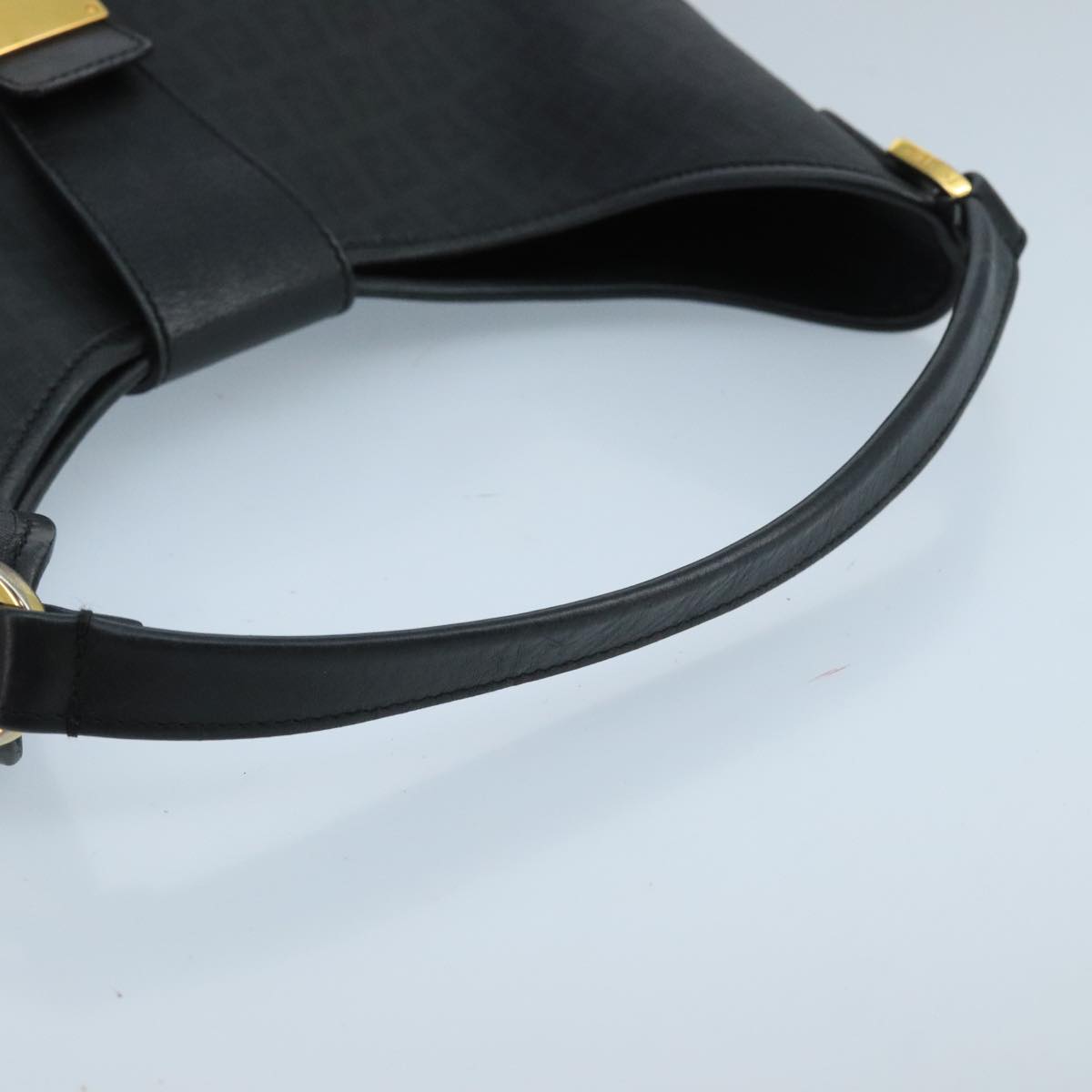 FENDI Zucchino Canvas Shoulder Bag Black mr746
