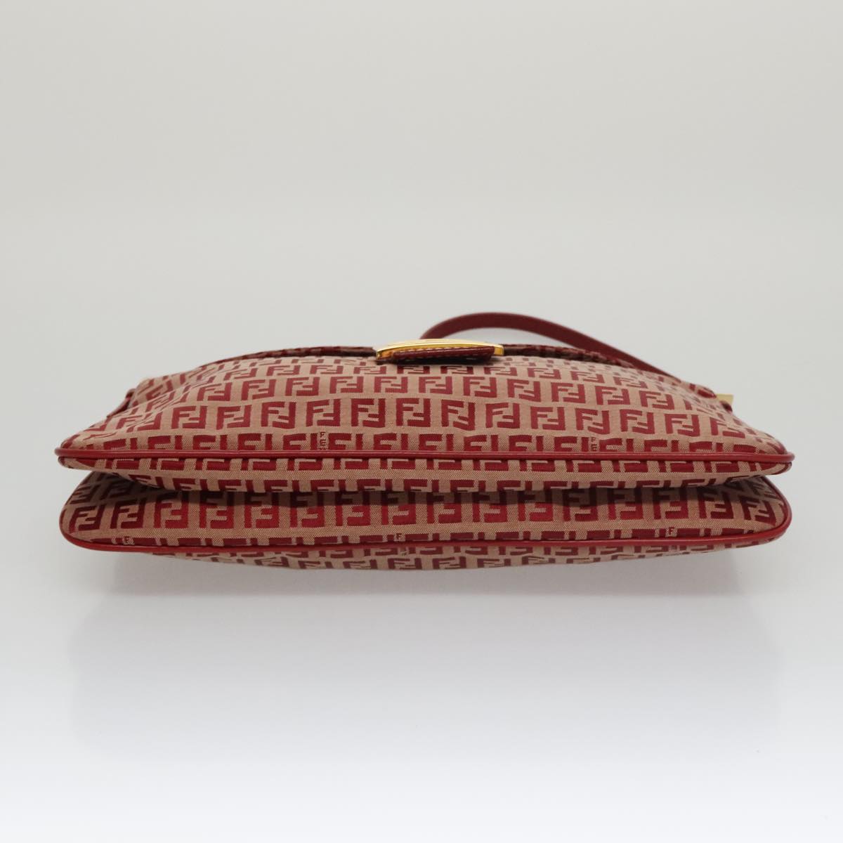 FENDI Zucchino Canvas Shoulder Bag Red Gold mr834A