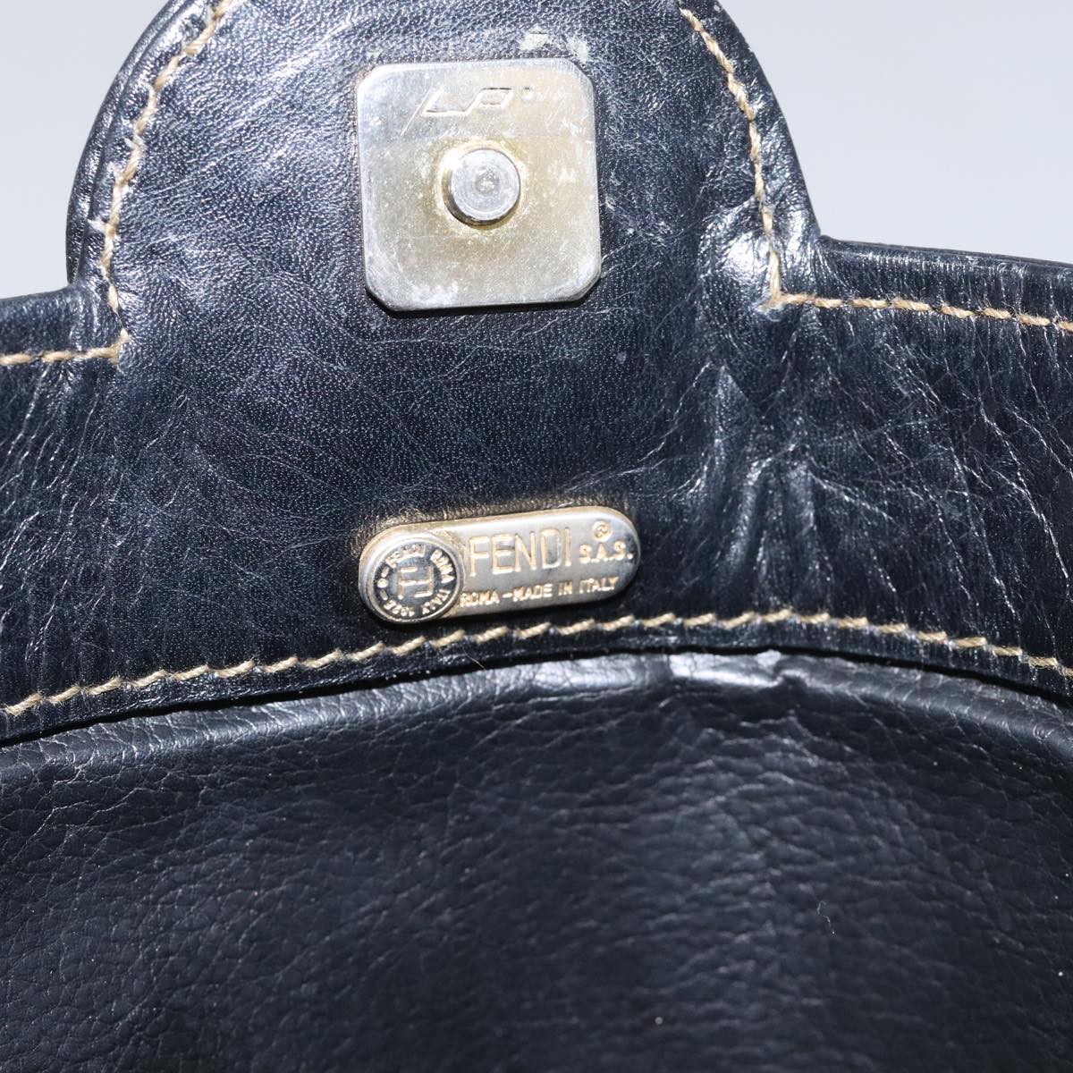 FENDI Zucca Canvas Clutch Bag PVC Brown Black gold mr981