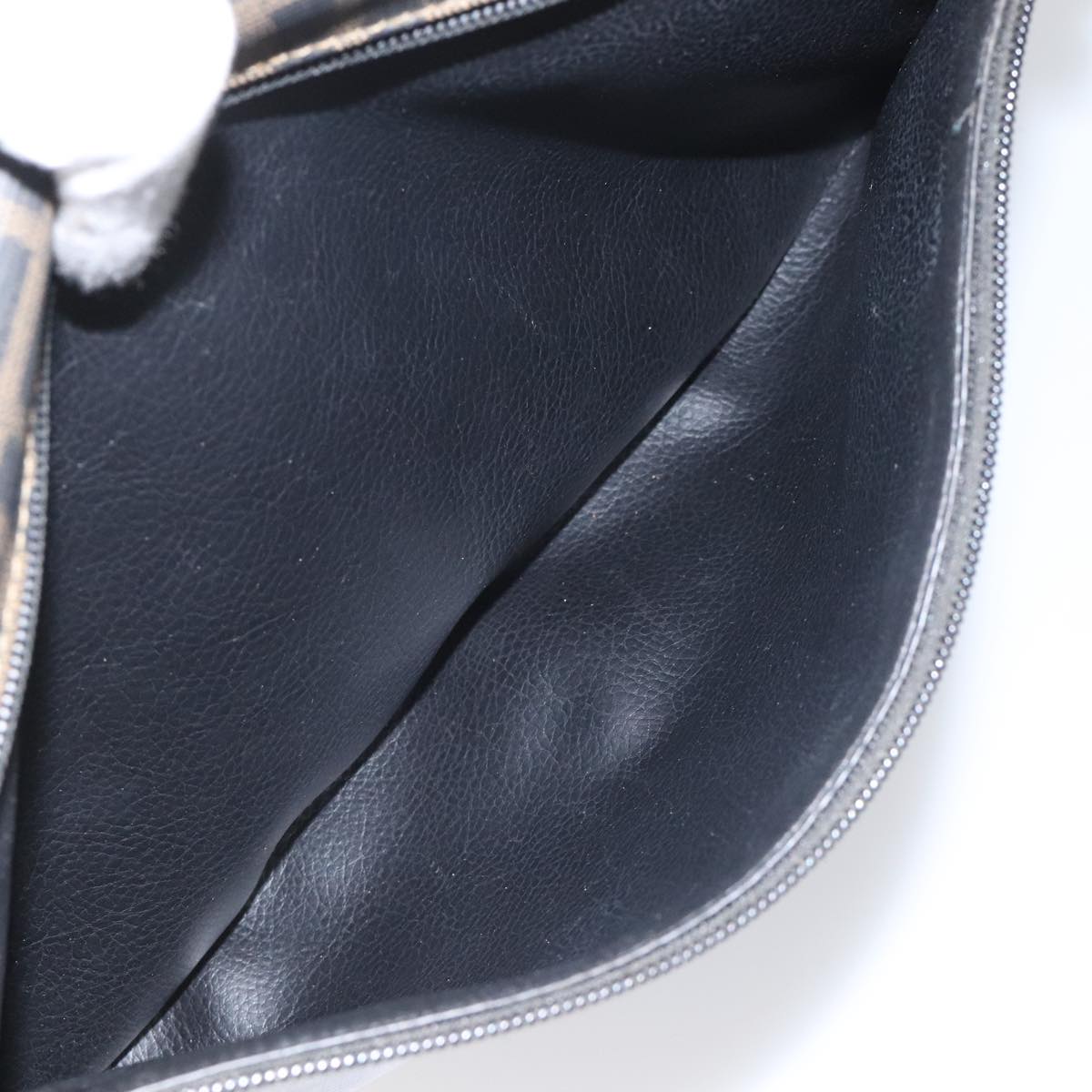 FENDI Zucca Canvas Clutch Bag PVC Brown Black gold mr981