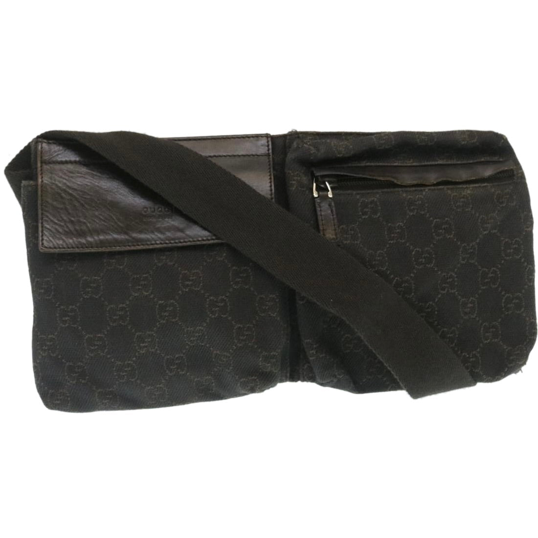 GUCCI GG Canvas Waist Bag Dark Brown 28566 35115