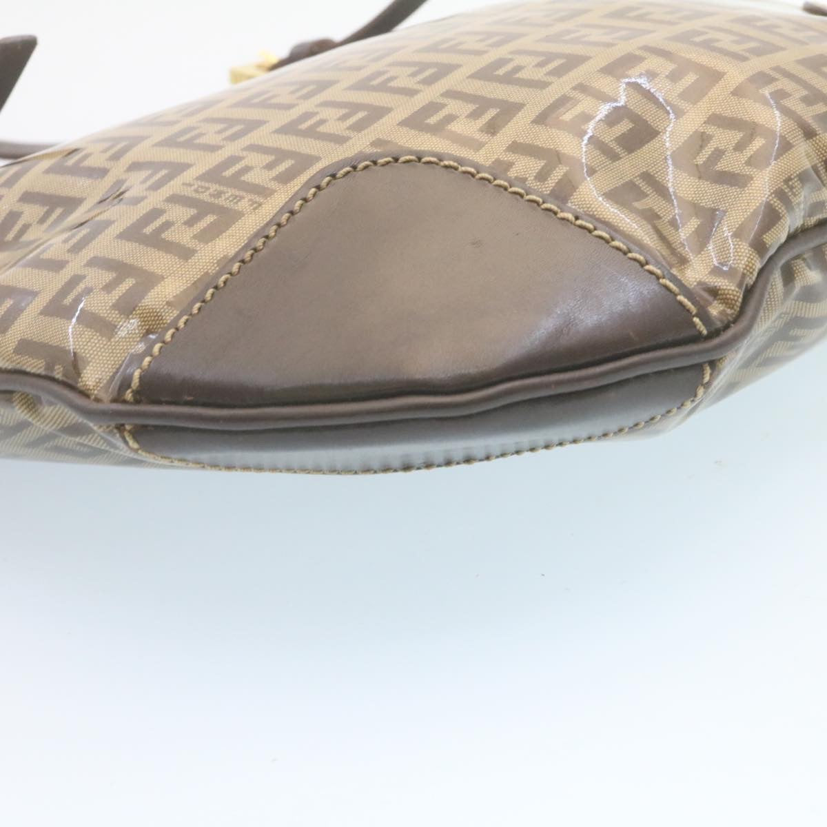 FENDI Zucchino Canvas Mamma Baguette Shoulder Bag Enamel Brown 34666