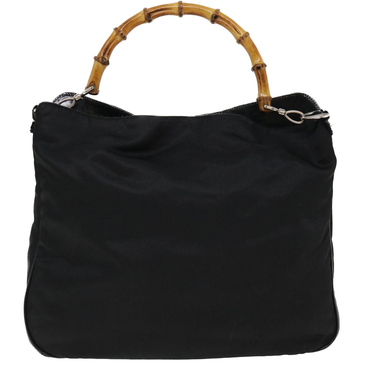 GUCCI Bamboo Hand Bag Nylon 2way Black 1998 ny202
