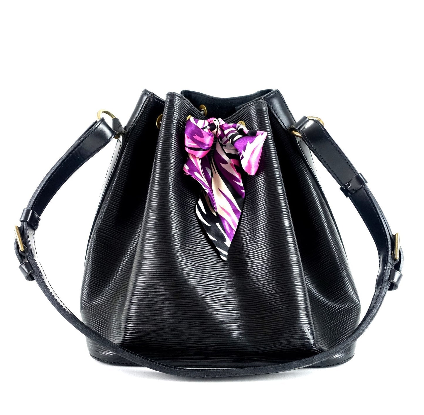 Louis Vuitto Petit Noe Black Epi Leather Bag with Wallet