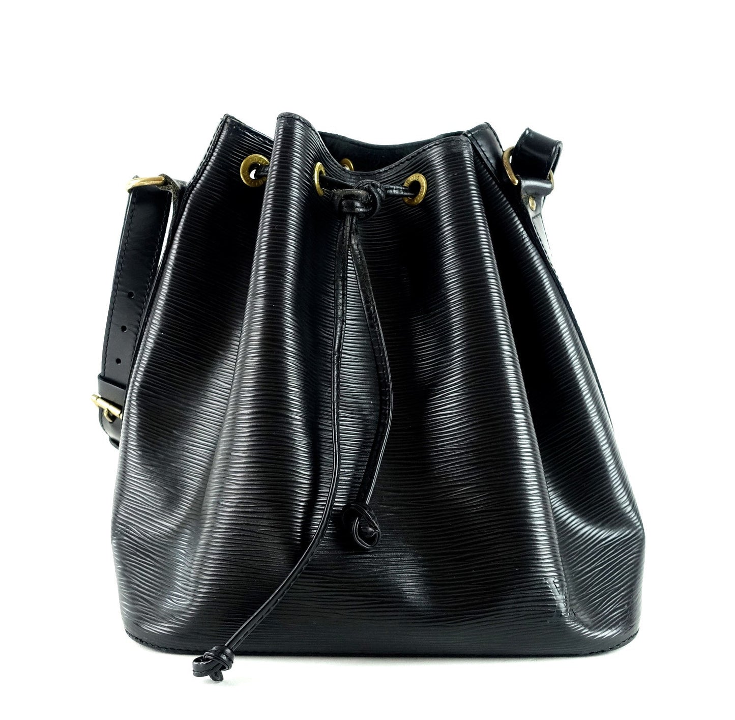 Louis Vuitto Petit Noe Black Epi Leather Bag with Wallet