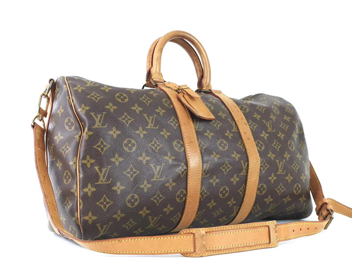 Louis Vuitto Keepall 45 Bandouliere Monogram Canvas Travel Bag with Strap
