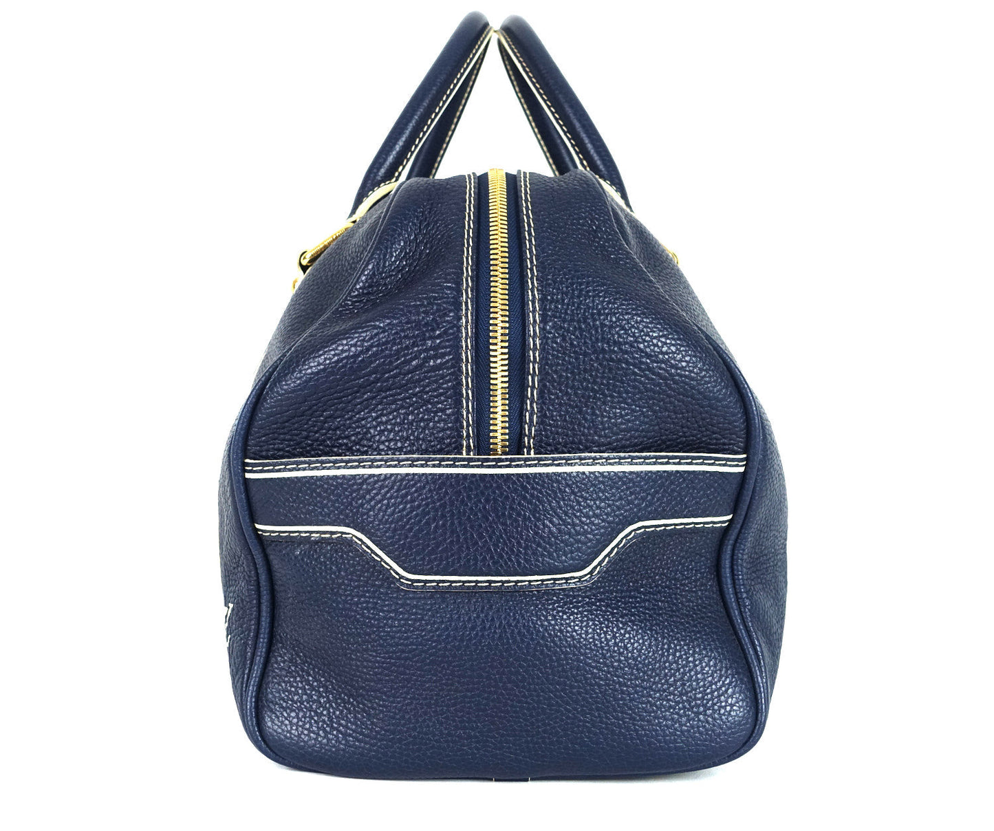 Louis Vuitto Navy Blue Leather Boston Bag