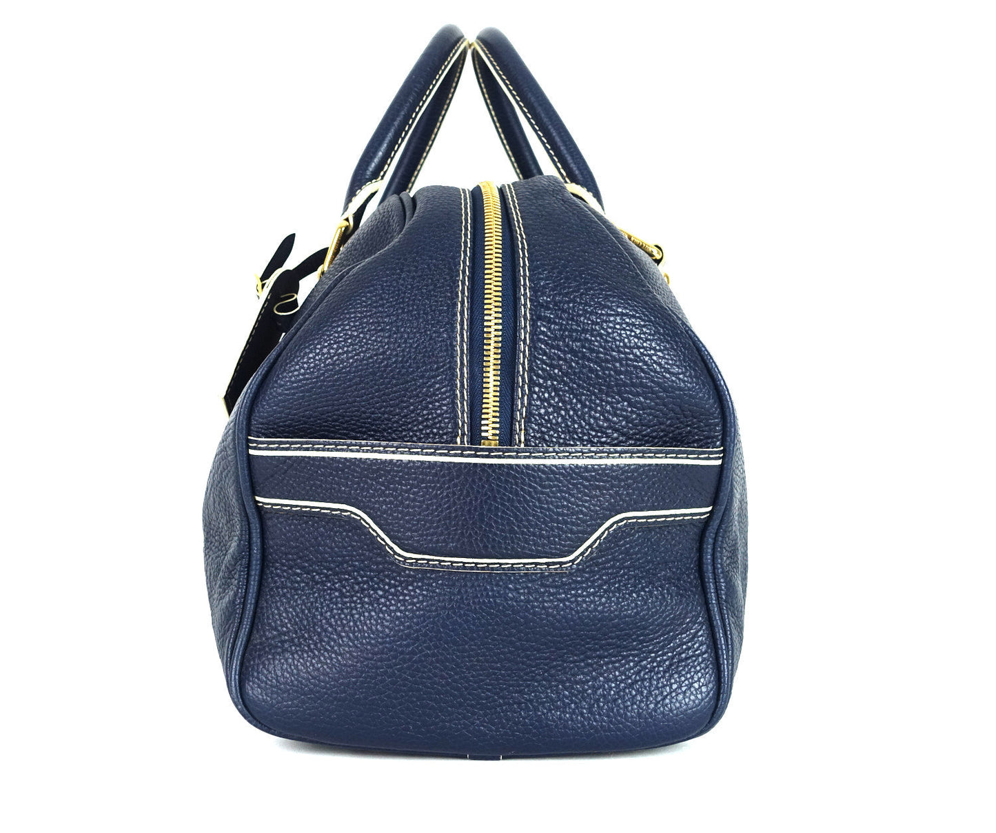 Louis Vuitto Navy Blue Leather Boston Bag